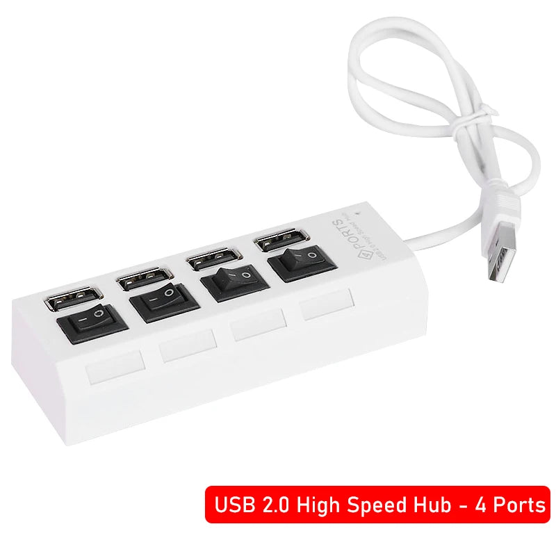 USB 2.0 Hub USB Hub 2.0 Multi USB Splitter Hub Use Power Adapter 4/7 Port Multiple Expander 2.0 USB Hub with Switch For PC