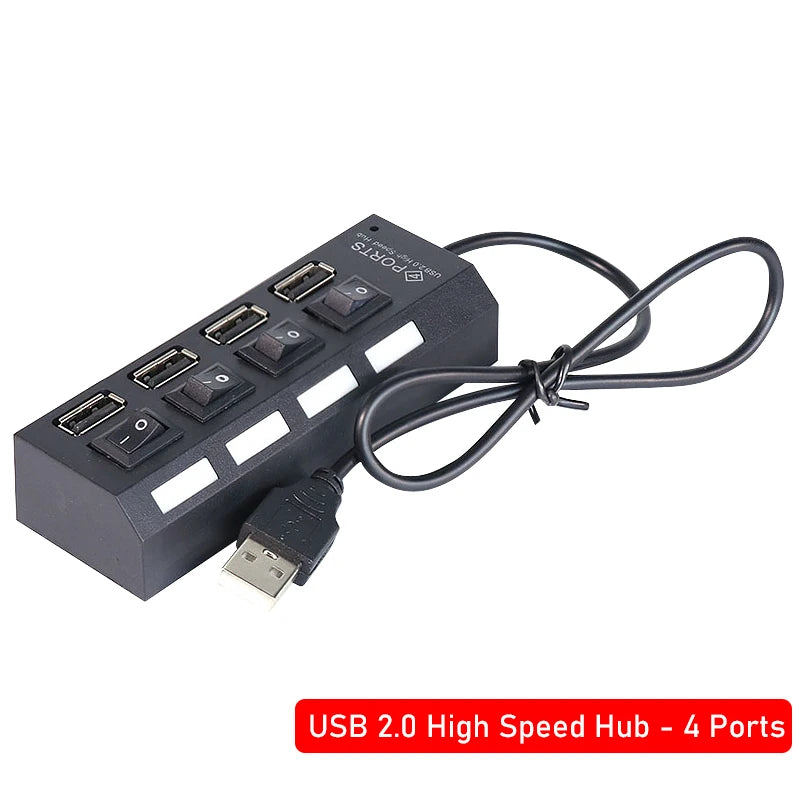 USB 2.0 Hub USB Hub 2.0 Multi USB Splitter Hub Use Power Adapter 4/7 Port Multiple Expander 2.0 USB Hub with Switch For PC
