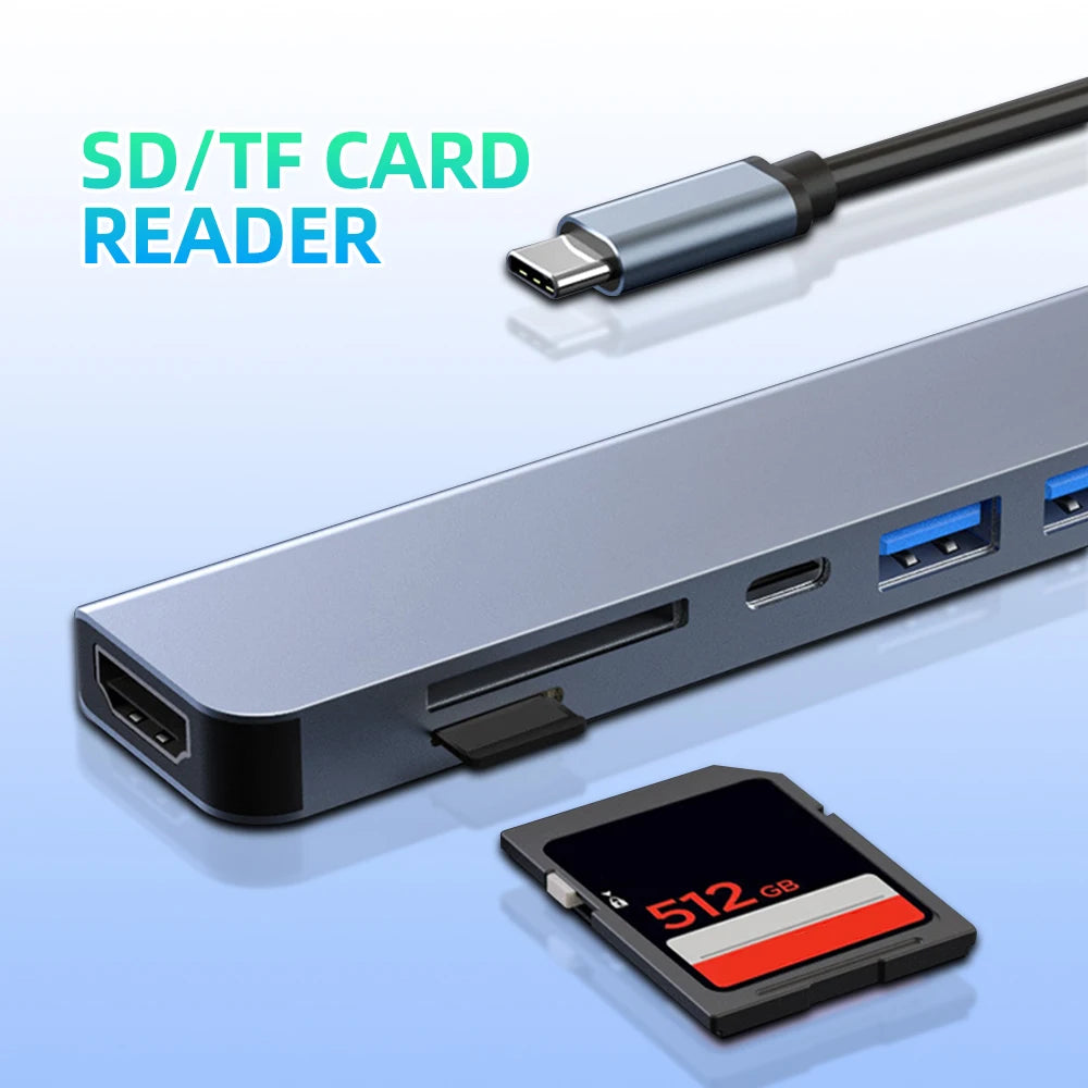 USB C Hub 4K 30Hz HDMI USB HUB PD 100W Multiport Adapter SD TF USB 3.0 2.0 Splitter Docking Station for Phone MacBook Computer