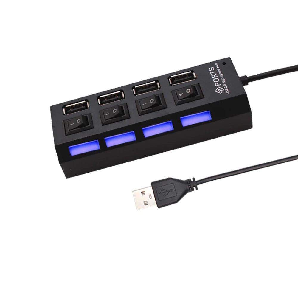 USB HUB 2.0 USB 2.0 HUB Multi USB Splitter Hub Use Power Adapter 4 Port Multiple Expander 2.0 USB HUB with Switch for PC Laptops