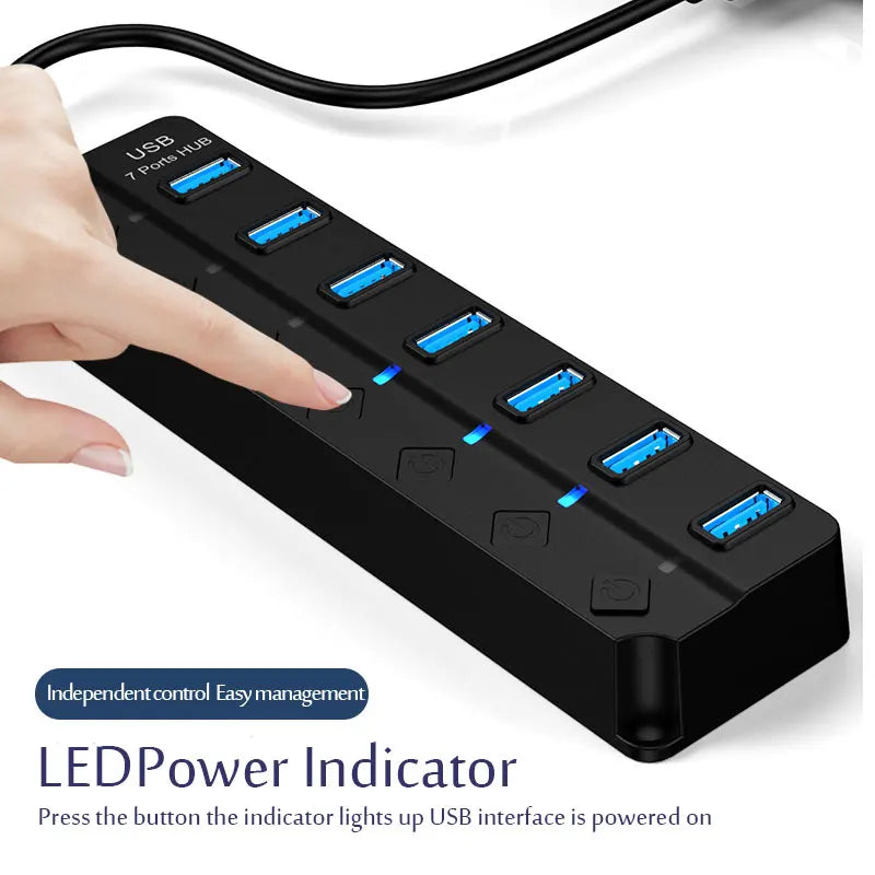 USB 3.0 Hub USB Hub 2.0 Multi USB Splitter Hub 100cm Long Cable Multiple Expander For Computer Laptop PC Accessories Usb Adapter