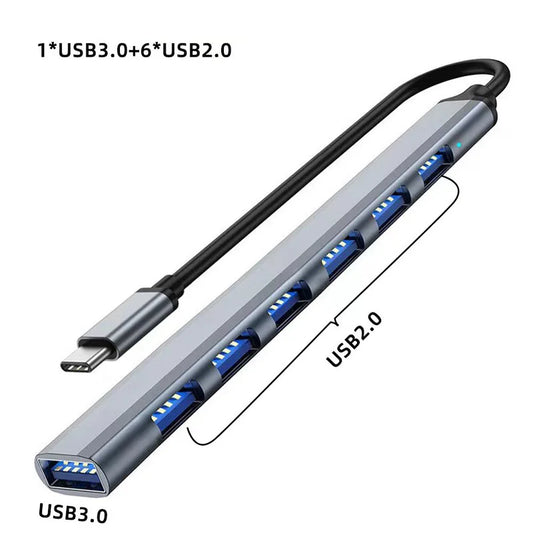 USB 3.0 HUB USB 2.0 HUB USB C HUB Type C HUB Multi Splitter High Speed 5Gbps For PC Computer Multiport USB A HUB Port 7 Ports
