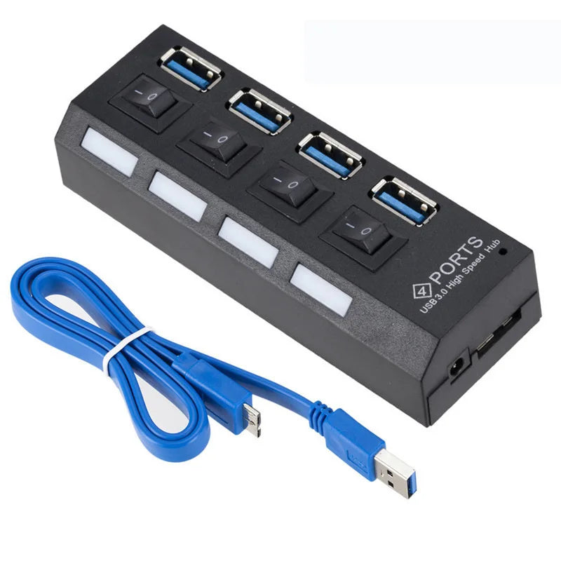 USB 3.0 Hub 5Gbps High Speed Multi USB Splitter 3 Hab Use Power Adapter 4/7 Port Multiple Expander Hub With Switch For PC Laptop