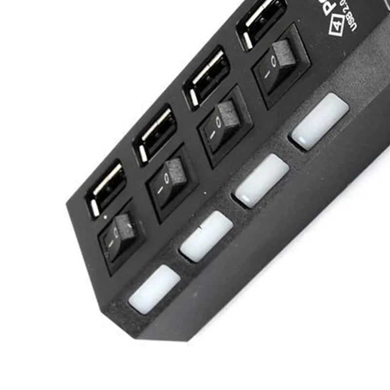 USB HUB 2.0 USB 2.0 HUB Multi USB Splitter Hub Use Power Adapter 4 Port Multiple Expander 2.0 USB HUB with Switch for PC Laptops