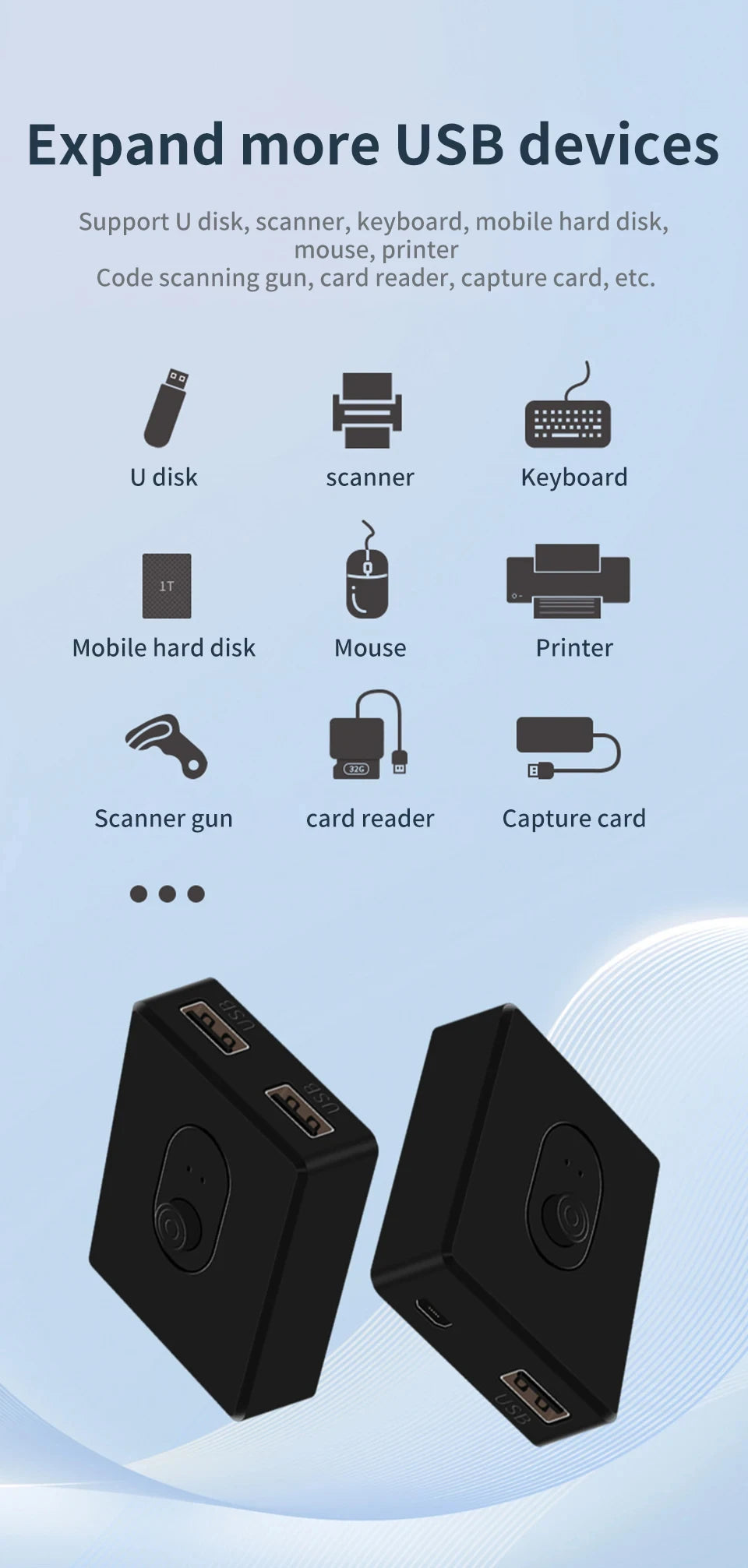 USB 3.0 KVM Switch 1x2/2x1 USB Hub Bidirectional USB2.0 Switcher USB3.0 Extender Shared Controller for PC Keyboard Mouse Printer