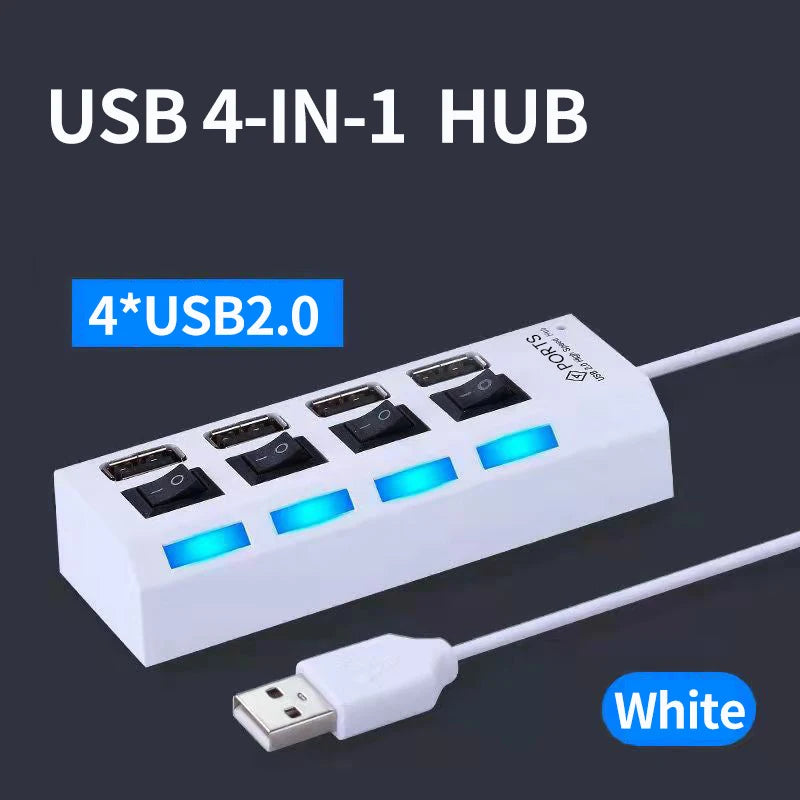 USB Hub Multiple Ports USB Extender Splitter Adapter Separate Switch High Speed USB 2.0 Hub For Computer Laptop Accessories