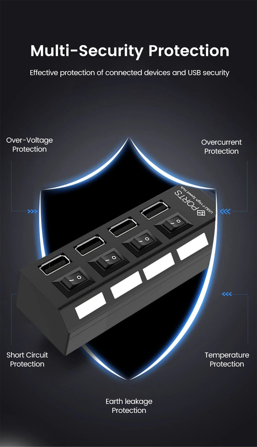 USB Hub Multiple Ports USB Extender Splitter Adapter Separate Switch High Speed USB 2.0 Hub For Computer Laptop Accessories