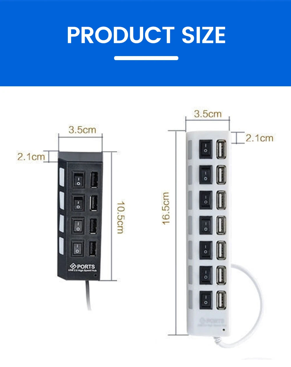 USB Hub Multiple Ports USB Extender Splitter Adapter Separate Switch High Speed USB 2.0 Hub For Computer Laptop Accessories
