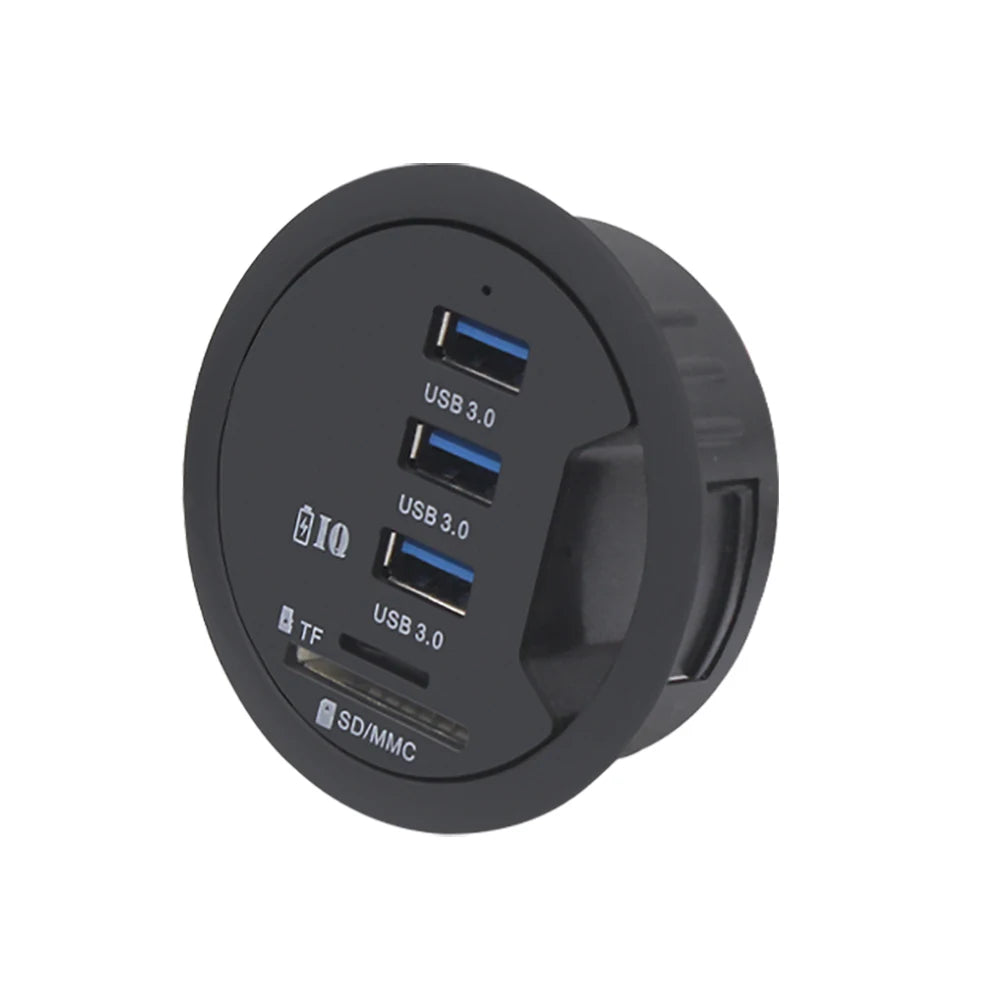 USB Hub USB 3.0 USB 2.0 Hub Desktop Grommet Type C Port Hub Audio Baseus With SD/TF Port Mount In Desk With Power Adapter 5V 2A