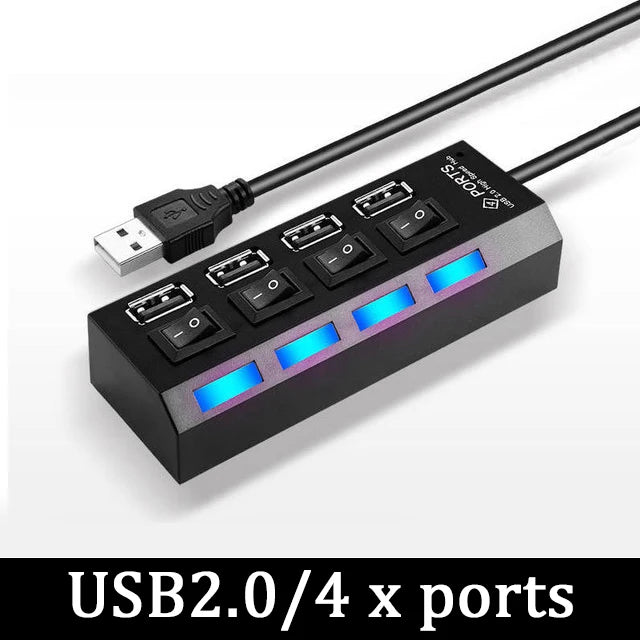USB 3.0 Hub USB Hub 2.0 Multi USB Splitter Hub 100cm Long Cable Multiple Expander For Computer Laptop PC Accessories Usb Adapter