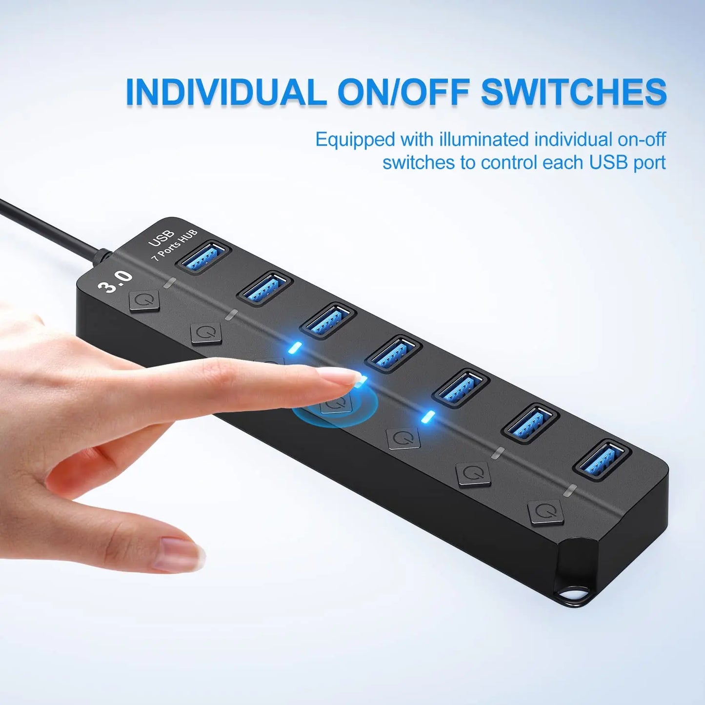 USB Hub 3.0 Multiprise USB High Speed Splitter 7 Port 5Gbps Hub Power Adapter with Switch Long Cable with Multiple Expander Hub