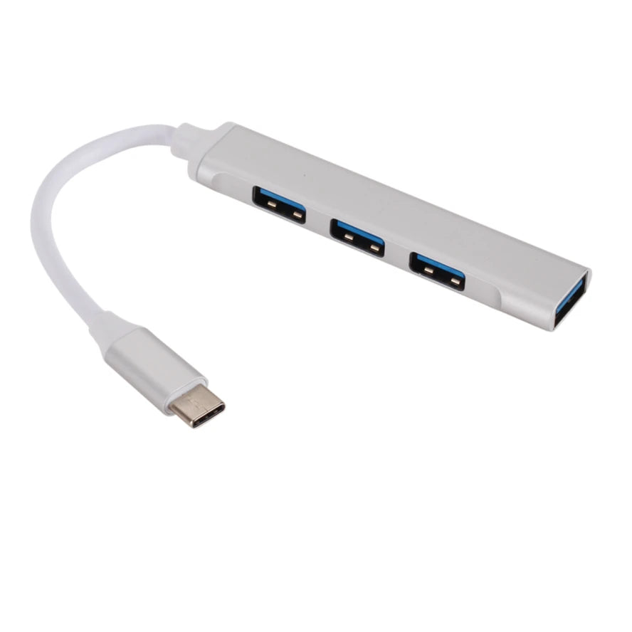 USB Type C Hub 4Port Adapter USB 3.0 Multi Splitter 4 in 1 Docking Station UltraSlim SuperSpeed Aluminum For Computer Laptop PC