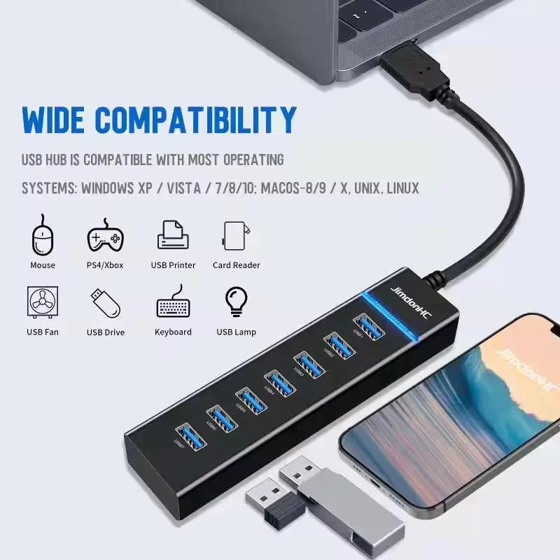 USB 3.0 Hub Adapter Portable Multi-connector USB 3.0 Hub With 4 Or 7 Ultra Slim USB Ports Multifunctional USB Distributor 5gbps