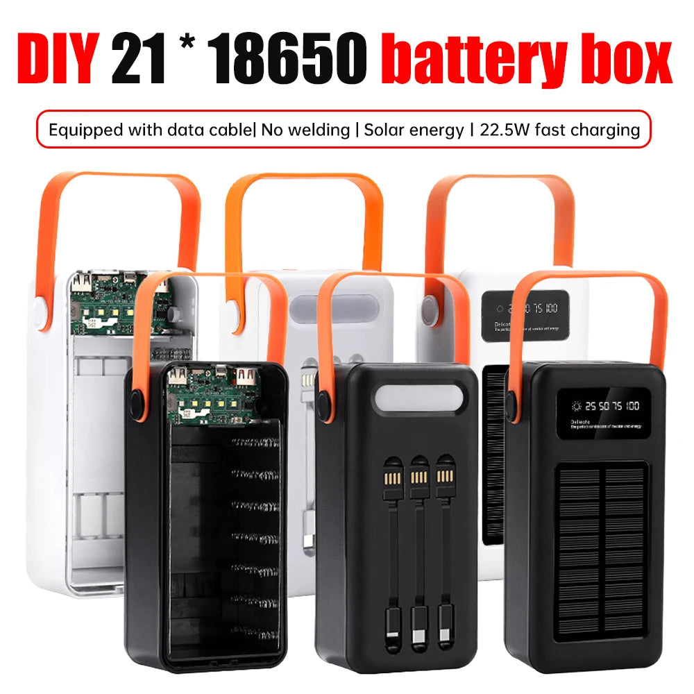 DIY 21x18650 10W 22.5W Battery Storage Box Fast Charging Power Bank Case Welding Free Power Supply Shell Solar No Batteries
