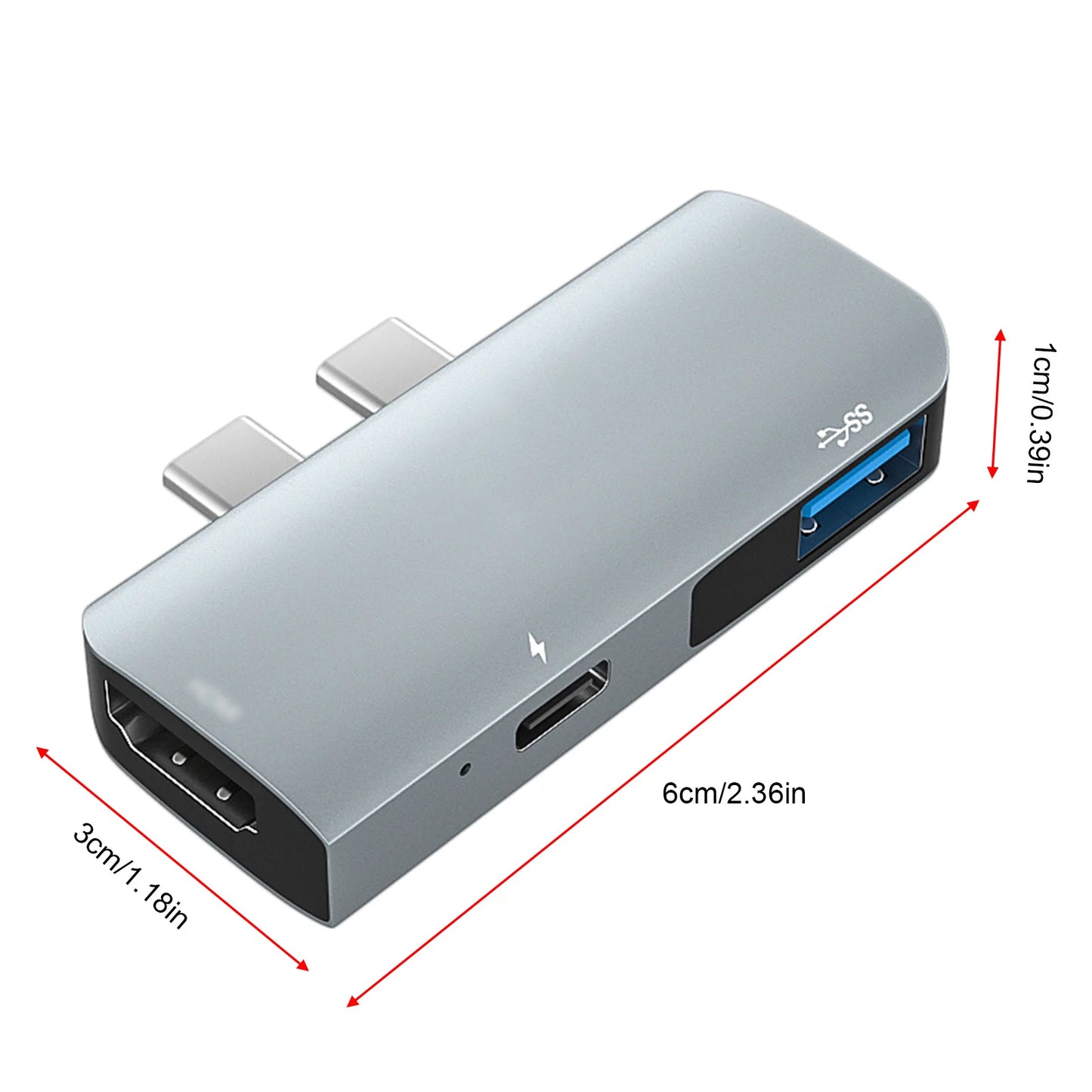 USB C to USB 3.0 Hub USB-C Hub with 3+HD/F+USB3.0/F Output PD100W 4K/30Hz 3-In-1 Multi-functional