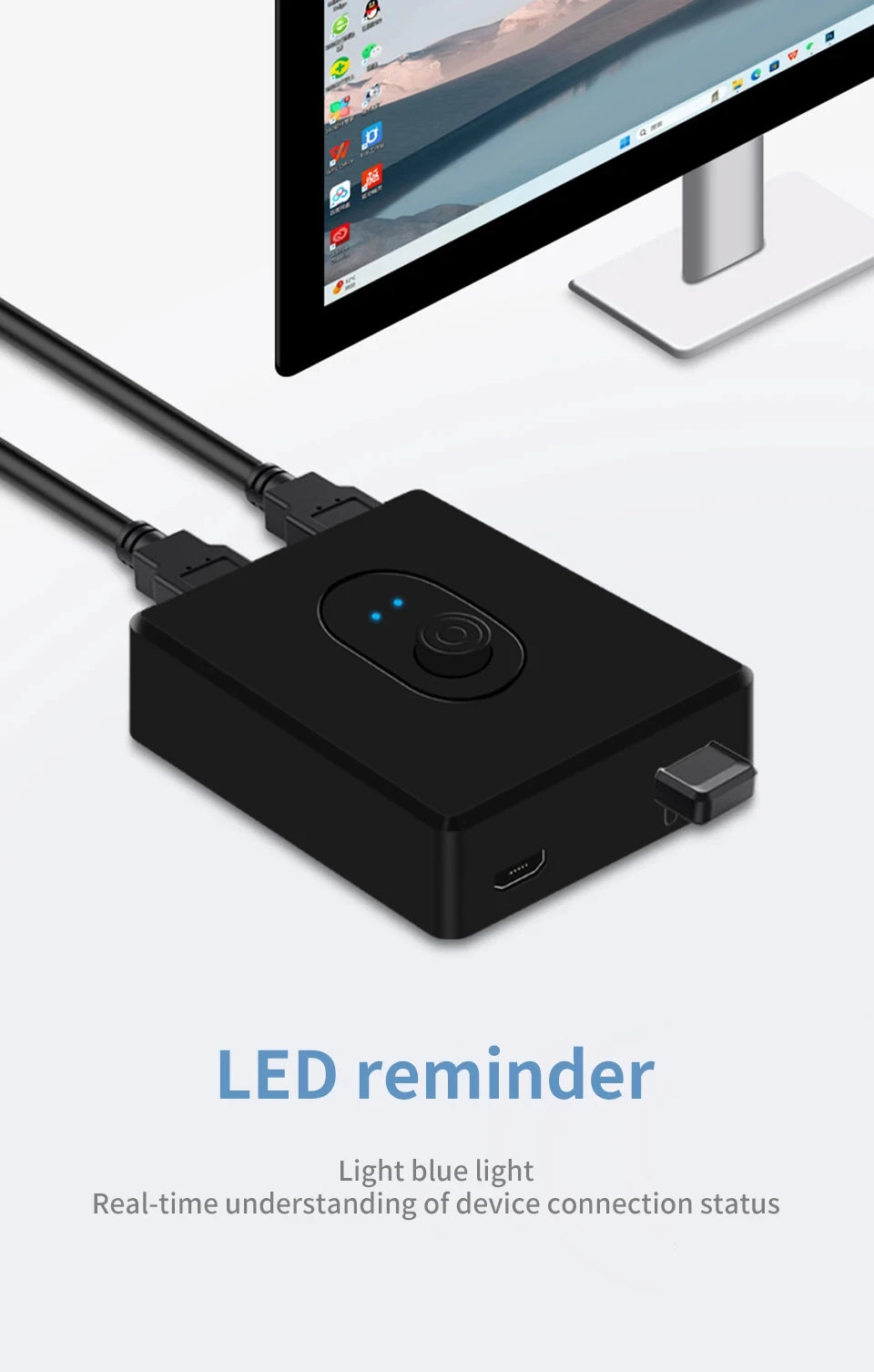 USB 3.0 KVM Switch 1x2/2x1 USB Hub Bidirectional USB2.0 Switcher USB3.0 Extender Shared Controller for PC Keyboard Mouse Printer
