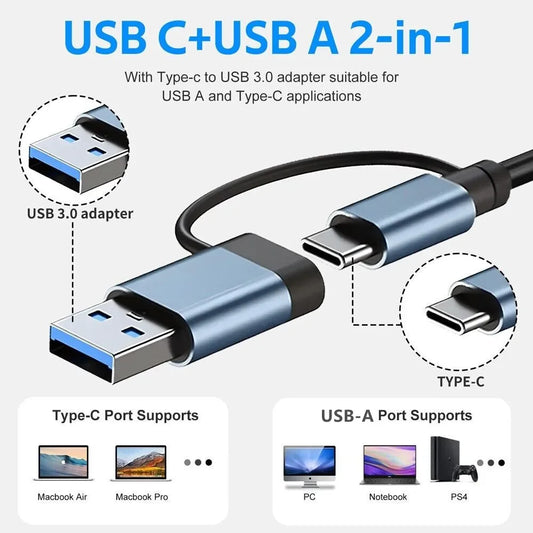 USB C Hub 8-in-2 USB Splitter with USB 3.0/2.0 USB-C Data 3.5 Audio SD/TF Card Reader Multiport USB C HUB for MacBook Laptop