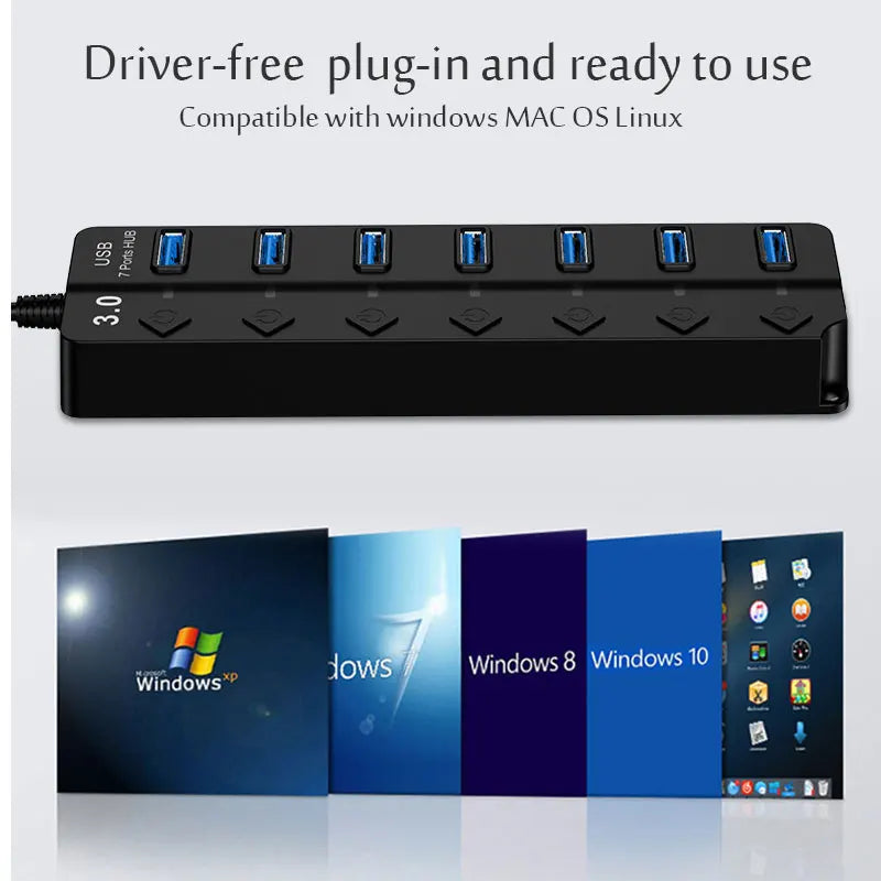 USB 3.0 Hub USB Hub 2.0 Multi USB Splitter Hub 100cm Long Cable Multiple Expander For Computer Laptop PC Accessories Usb Adapter