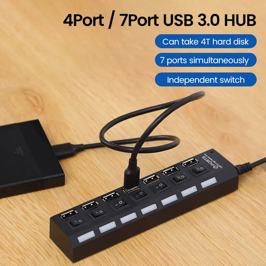 USB Hub Multiple Ports USB Extender Splitter Adapter Separate Switch High Speed USB 2.0 Hub For Computer Laptop Accessories