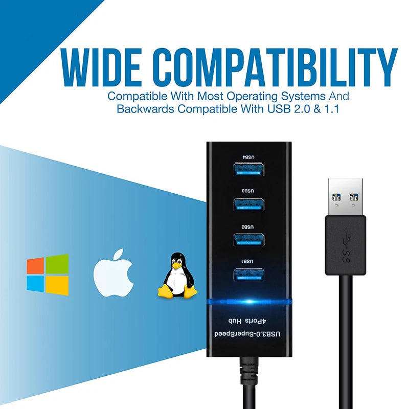 USB 3.0 5Gbps High Speed USB Hub 3 0 4 Ports For PC Computer Docking Station Adapter Splitter for Hard Drives Mouse Keyboard
