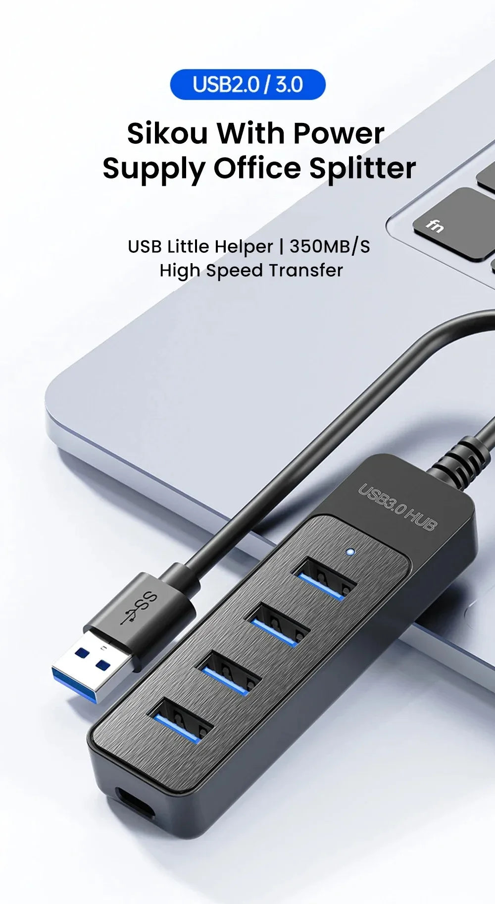 5 Ports USB HUB 3.0 High Speed Multi USB 3.0 Splitter Type c USB 2.0 Expander Power Adapter For PC Computer