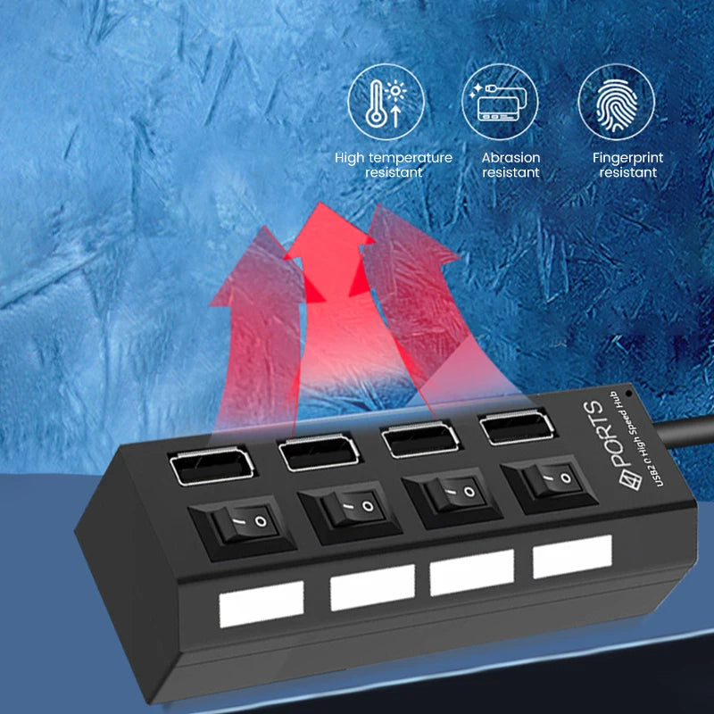 USB Hub Multiple Ports USB Extender Splitter Adapter Separate Switch High Speed USB 2.0 Hub For Computer Laptop Accessories