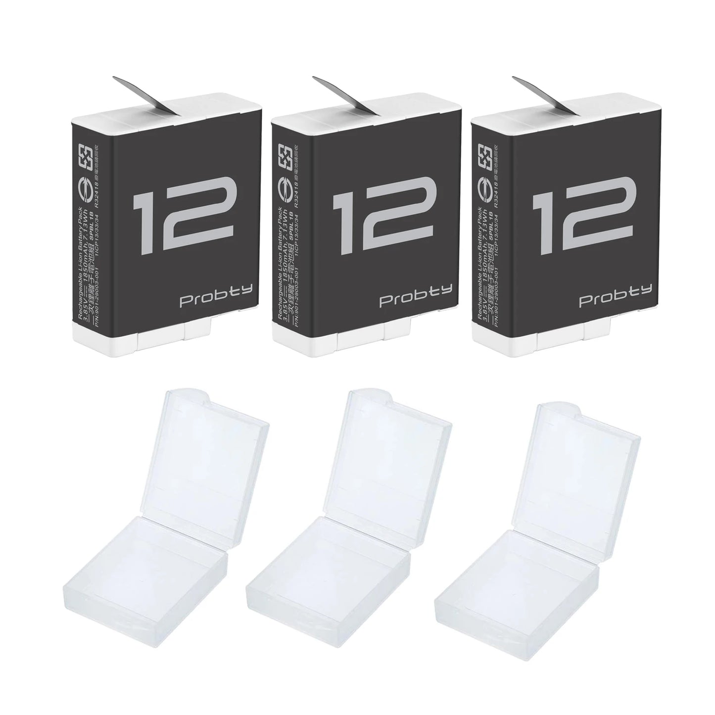Enduro Battery 1850mAh and 3-Channel Charger Replacement Batteries for Gopro Hero 12/11/10/9 Sport Action Camera