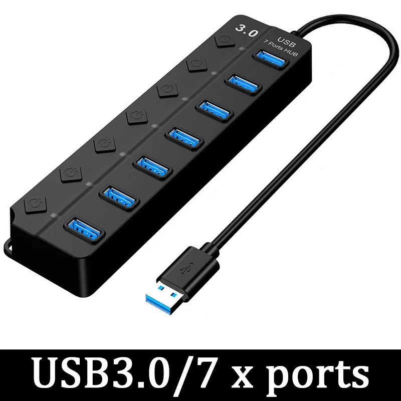 USB 3.0 Hub USB Hub 2.0 Multi USB Splitter Hub 100cm Long Cable Multiple Expander For Computer Laptop PC Accessories Usb Adapter