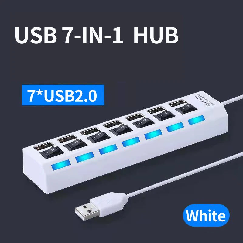 USB Hub Multiple Ports USB Extender Splitter Adapter Separate Switch High Speed USB 2.0 Hub For Computer Laptop Accessories