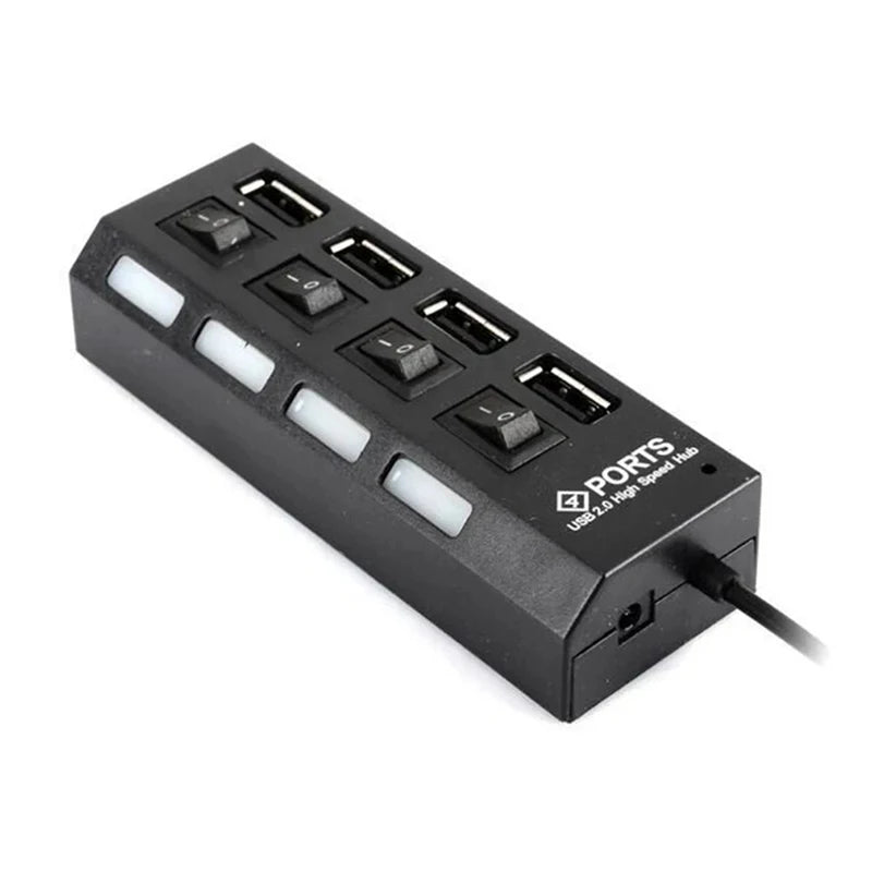 USB HUB 2.0 USB 2.0 HUB Multi USB Splitter Hub Use Power Adapter 4 Port Multiple Expander 2.0 USB HUB with Switch for PC Laptops