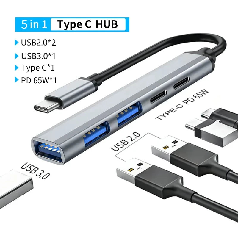 USB C Hub 4K 30Hz HDMI USB HUB PD 100W Multiport Adapter SD TF USB 3.0 2.0 Splitter Docking Station for Phone MacBook Computer