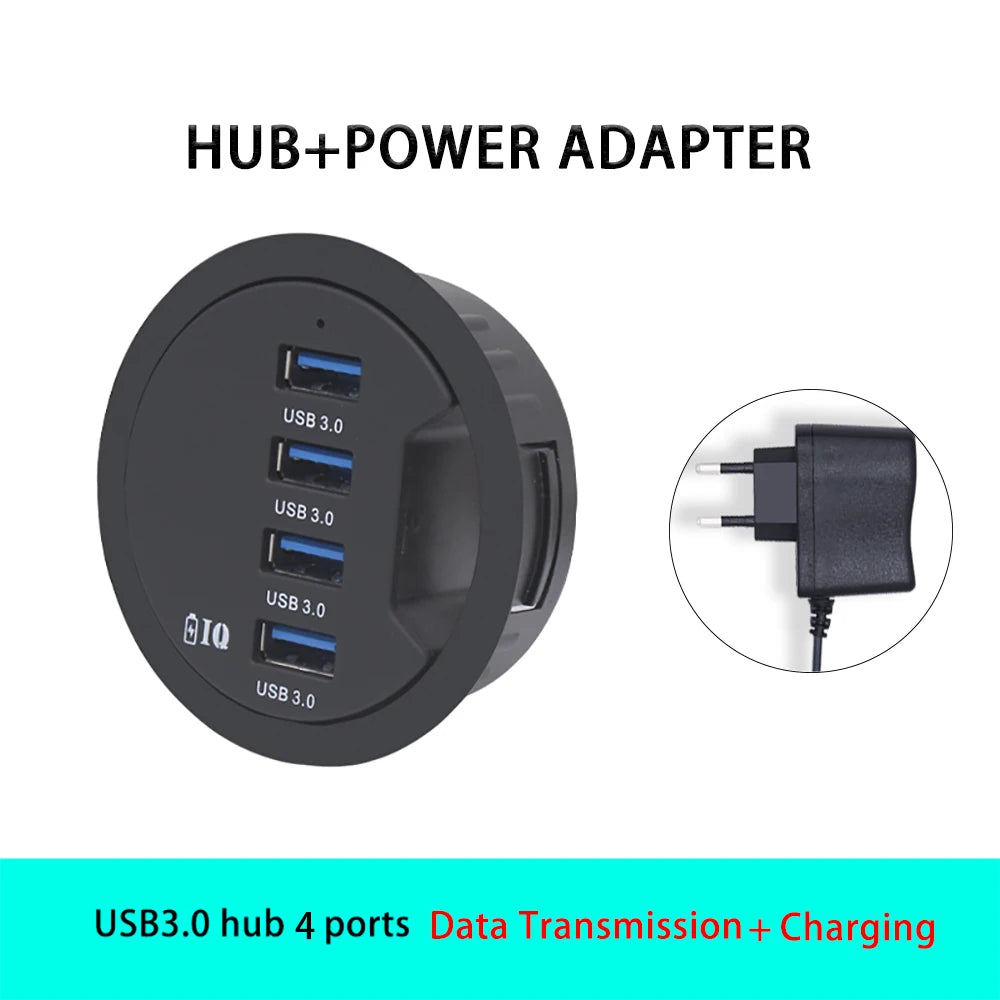 USB Hub USB 3.0 USB 2.0 Hub Desktop Grommet Type C Port Hub Audio Baseus With SD/TF Port Mount In Desk With Power Adapter 5V 2A