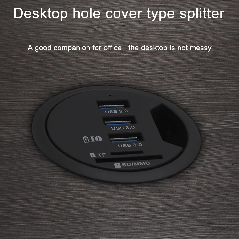 USB Hub USB 3.0 USB 2.0 Hub Desktop Grommet Type C Port Hub Audio Baseus With SD/TF Port Mount In Desk With Power Adapter 5V 2A