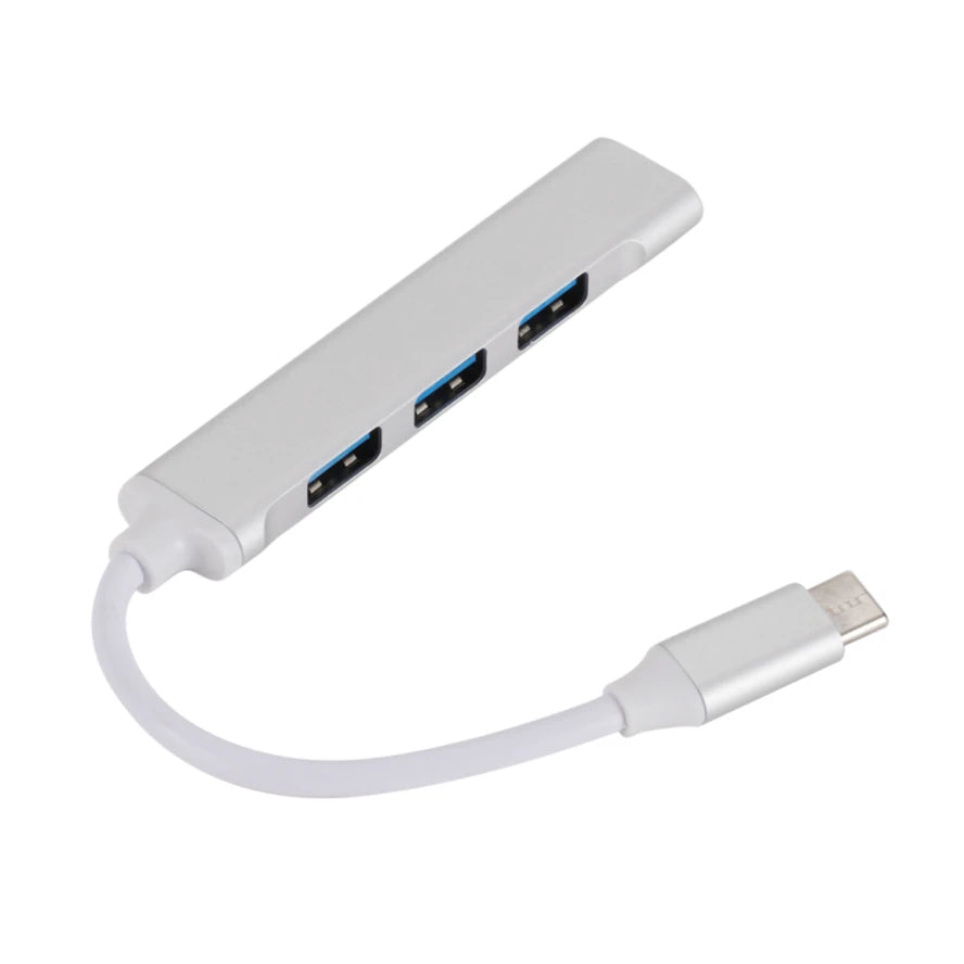 USB Type C Hub 4Port Adapter USB 3.0 Multi Splitter 4 in 1 Docking Station UltraSlim SuperSpeed Aluminum For Computer Laptop PC