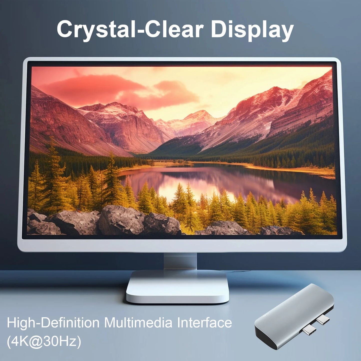 USB C to USB 3.0 Hub USB-C Hub with 3+HD/F+USB3.0/F Output PD100W 4K/30Hz 3-In-1 Multi-functional