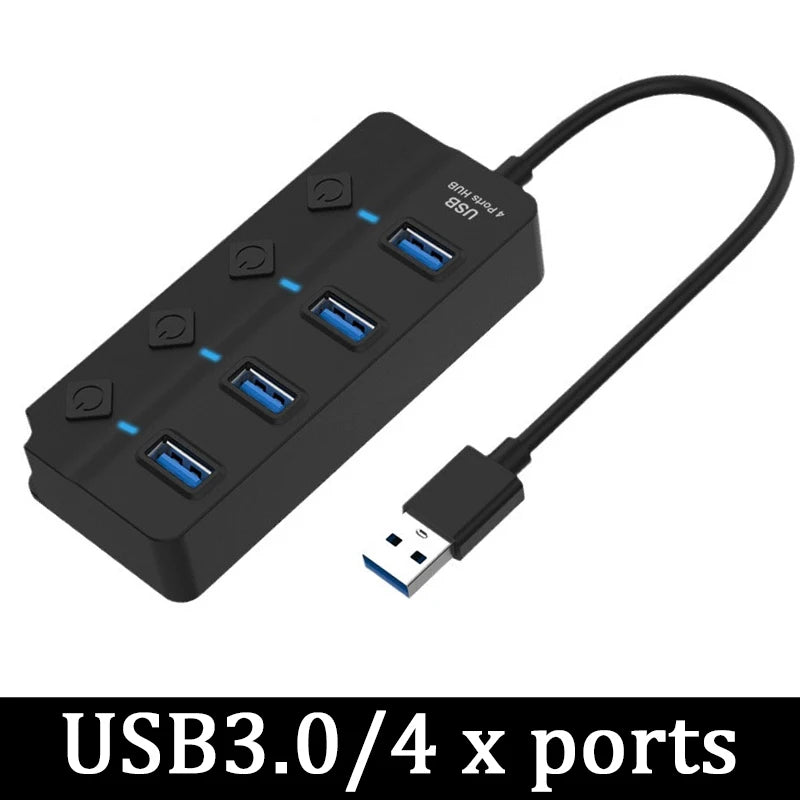 USB 3.0 Hub USB Hub 2.0 Multi USB Splitter Hub 100cm Long Cable Multiple Expander For Computer Laptop PC Accessories Usb Adapter