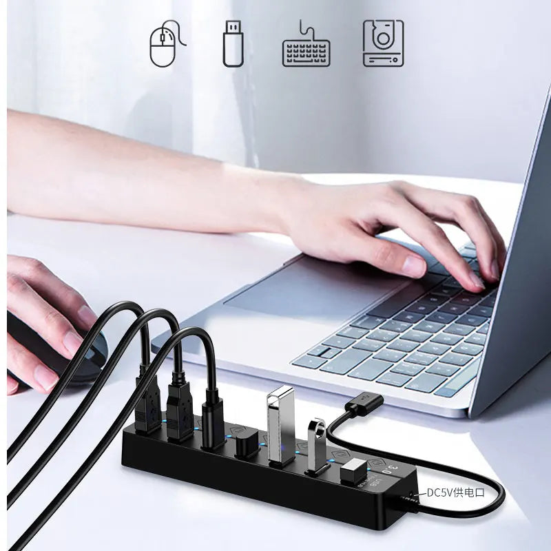 USB 3.0 Hub USB Hub 2.0 Multi USB Splitter Hub 100cm Long Cable Multiple Expander For Computer Laptop PC Accessories Usb Adapter