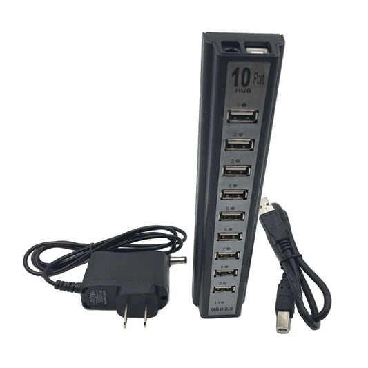 USB HUB 10 Port Keyboard U-disk Mouse USB 2.0 Plastic Splitter Hub Cellphone Charging Cable Adaptor Charger
