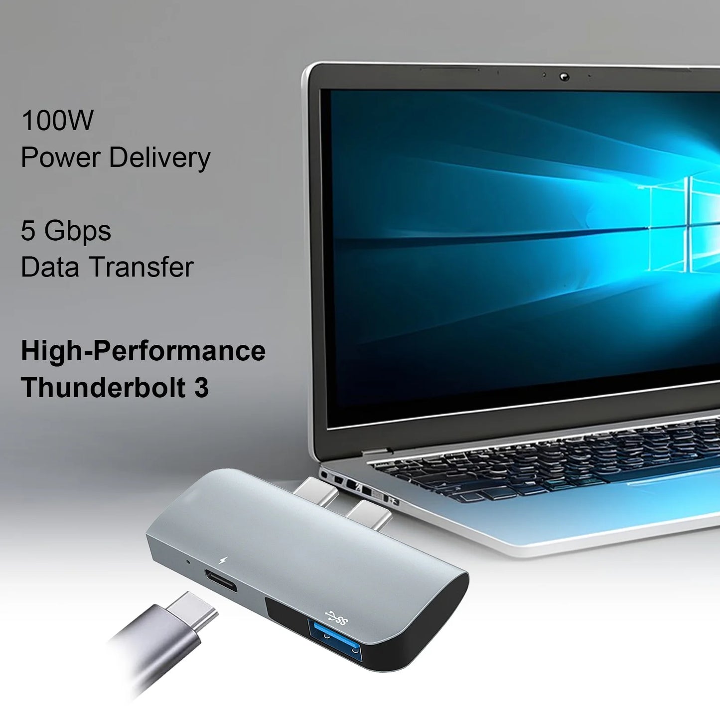 USB C to USB 3.0 Hub USB-C Hub with 3+HD/F+USB3.0/F Output PD100W 4K/30Hz 3-In-1 Multi-functional