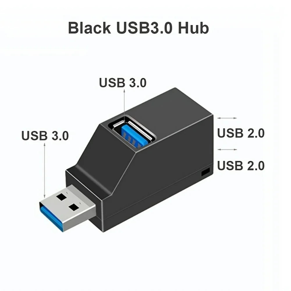 3 Ports USB 3.0 2.0 Hub High Speed Data Transfer Splitter Multi Port USB Extender U Disk Card Reader For Laptop PC Accessories