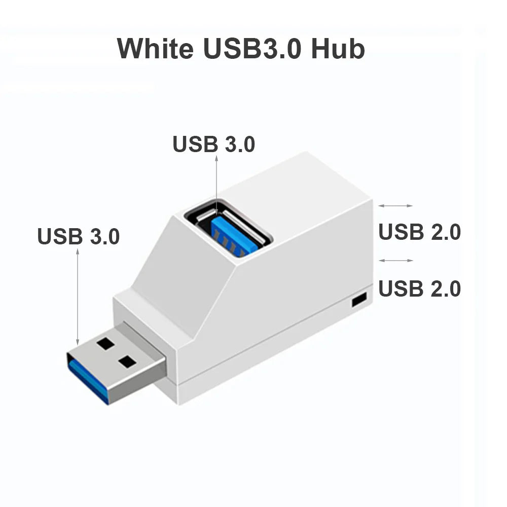 USB 3.0 HUB Adapter USB2.0 Extender 3 Ports USB Hub High Speed Data Transfer Portable USB Splitter Docking Station for PC Laptop