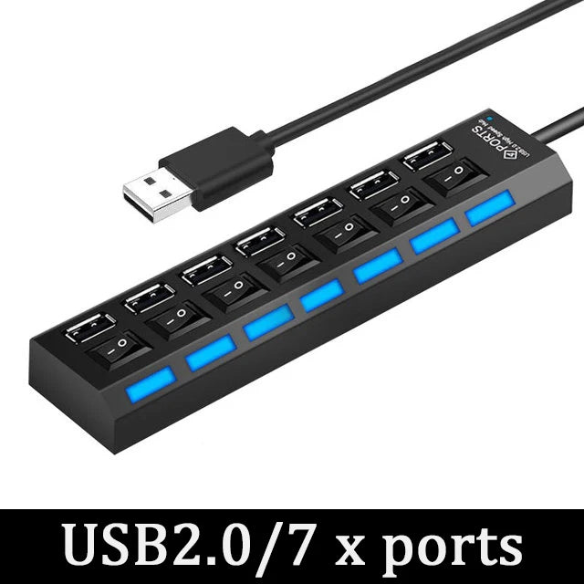 USB 3.0 Hub USB Hub 2.0 Multi USB Splitter Hub 100cm Long Cable Multiple Expander For Computer Laptop PC Accessories Usb Adapter