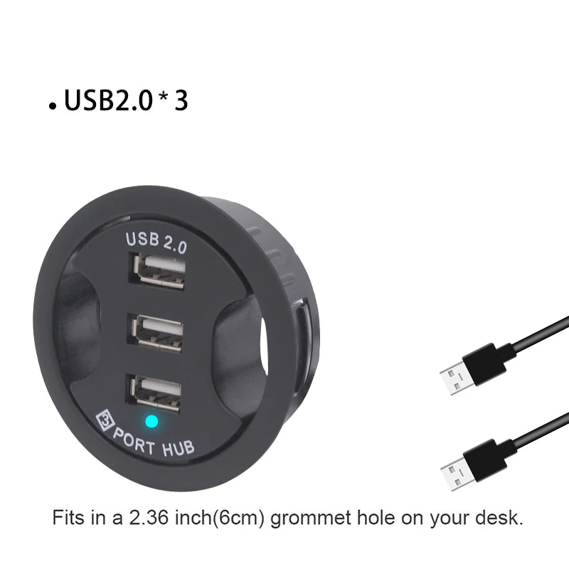 USB Hub USB 3.0 USB 2.0 Hub Desktop Grommet Type C Port Hub Audio Baseus With SD/TF Port Mount In Desk With Power Adapter 5V 2A