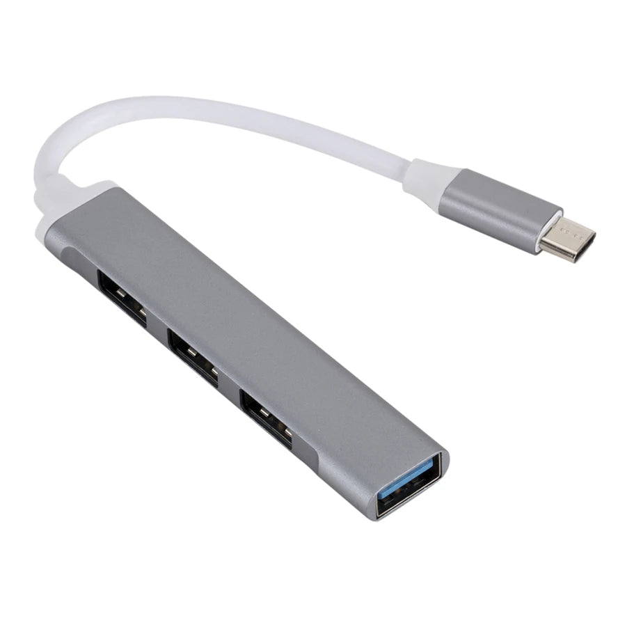 USB Type C Hub 4Port Adapter USB 3.0 Multi Splitter 4 in 1 Docking Station UltraSlim SuperSpeed Aluminum For Computer Laptop PC