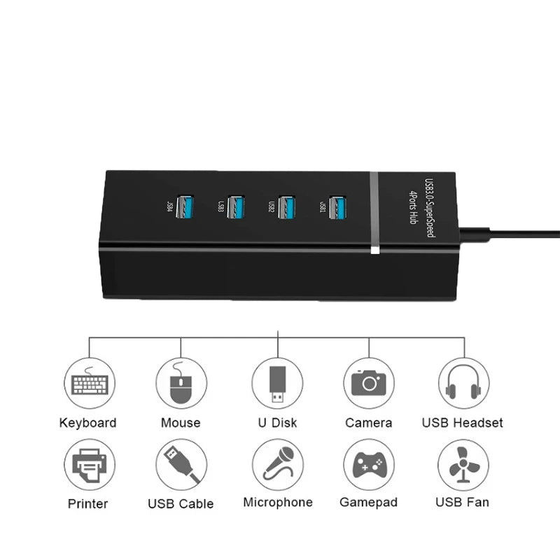 USB 3.0 5Gbps High Speed USB Hub 3 0 4 Ports For PC Computer Docking Station Adapter Splitter for Hard Drives Mouse Keyboard