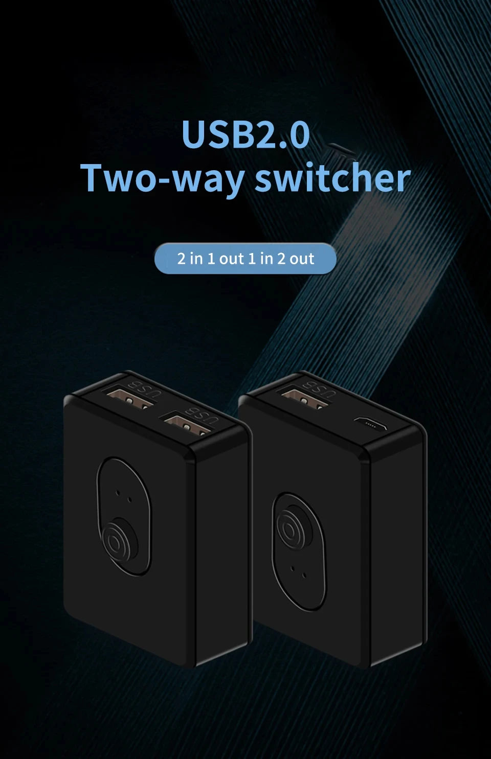 USB 3.0 KVM Switch 1x2/2x1 USB Hub Bidirectional USB2.0 Switcher USB3.0 Extender Shared Controller for PC Keyboard Mouse Printer