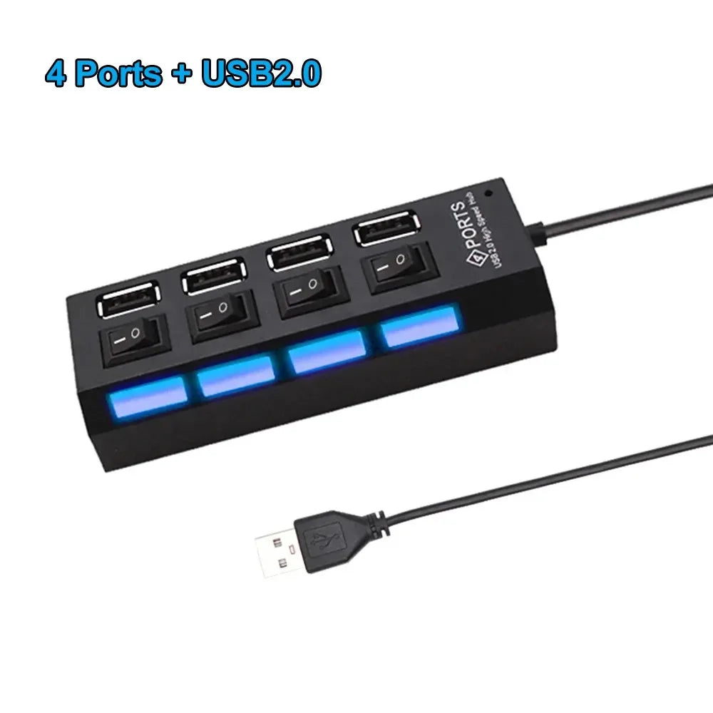 USB Hub 3.0 Multiprise USB High Speed Splitter 7 Port 5Gbps Power Adapter USB 2.0 Expander Switch for Computer Accessories