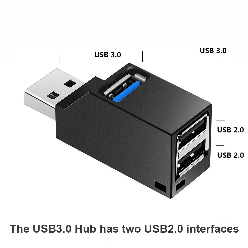 USB 3.0 HUB Adapter USB2.0 Extender 3 Ports USB Hub High Speed Data Transfer Portable USB Splitter Docking Station for PC Laptop
