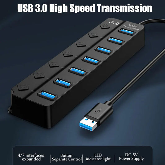 USB 3.0 Hub USB Hub 2.0 Multi USB Splitter Hub 100cm Long Cable Multiple Expander For Computer Laptop PC Accessories Usb Adapter