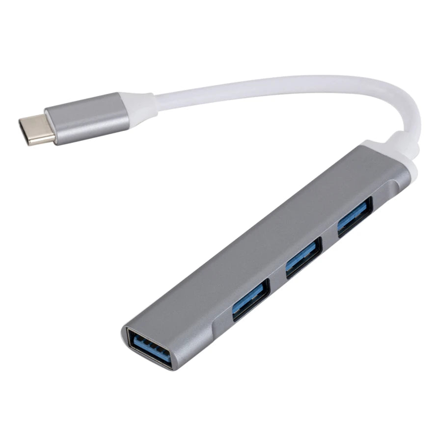 USB Type C Hub 4Port Adapter USB 3.0 Multi Splitter 4 in 1 Docking Station UltraSlim SuperSpeed Aluminum For Computer Laptop PC
